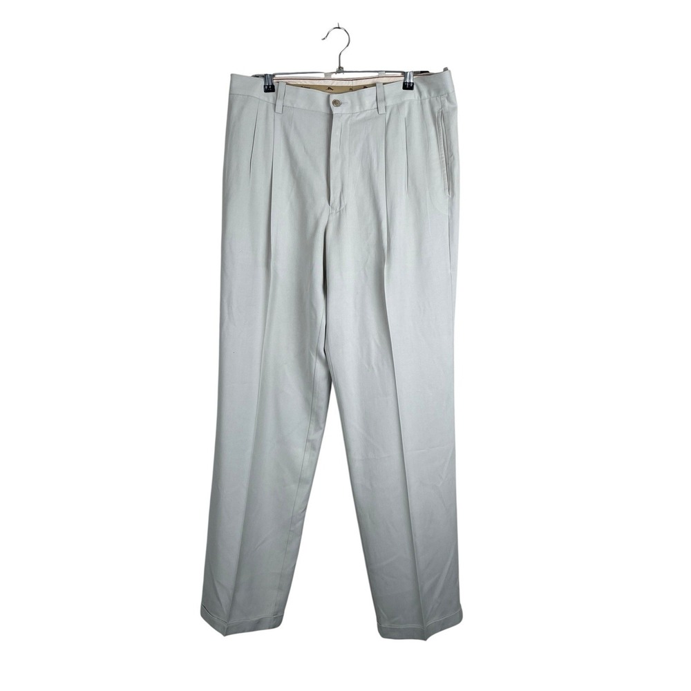 Tommy Bahama Chino Pants Mens 34x33 Beige Casual‎ Relaxed Fit Silk & Bamboo